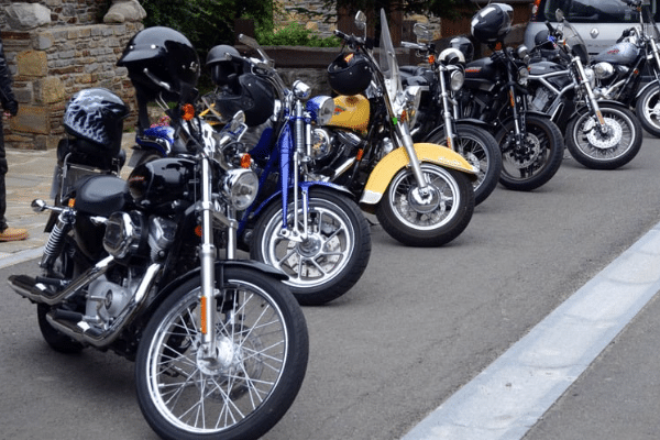 Group of parked motorcycles