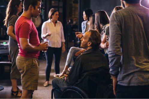 People in a pub talking
