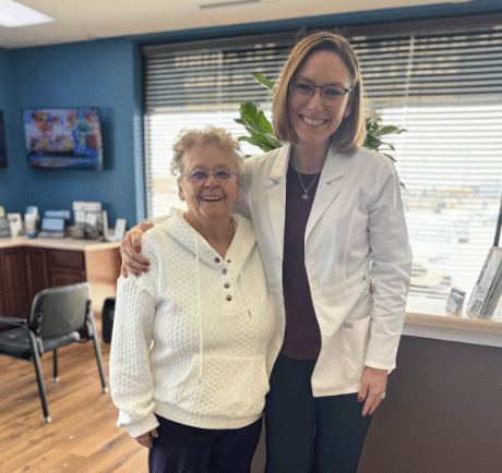 Arlene Bartkowiak, a Gift of Hearing award winner, poses with Jackie Sullivan, Hearing Instrument Specialist at Prescription Hearing