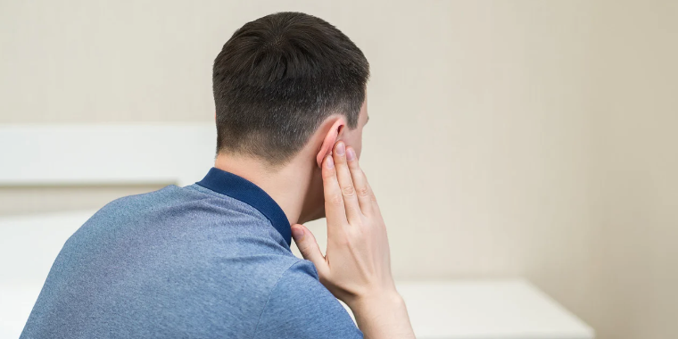 Man with ear issue Man with ear issue