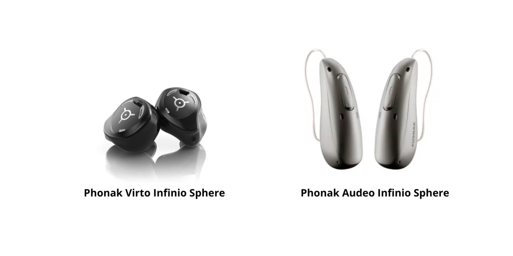 Phonak Virto Infinio Sphere hearings aids compared to Phonak Audeo Infinio Sphere hearing aids